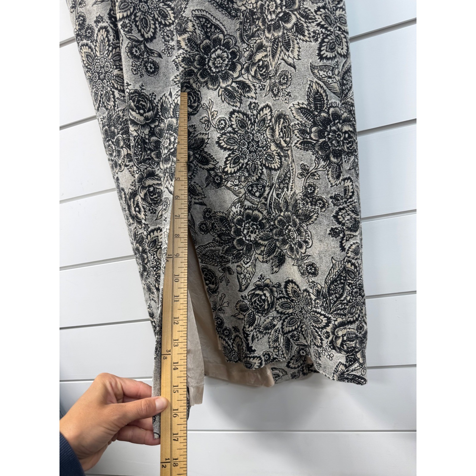 Santa Fe Jim Tremblay Vintage Floral Linen Blend Sheath Dress Black Beige Sz 8