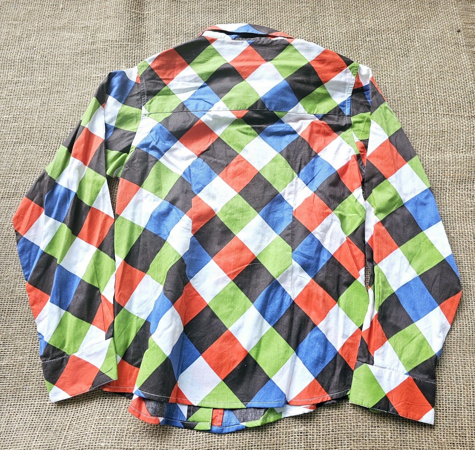 Vintage 1990s Copper Key Ladies Medium 100% Cotton Check BU Shirt Bold Checks
