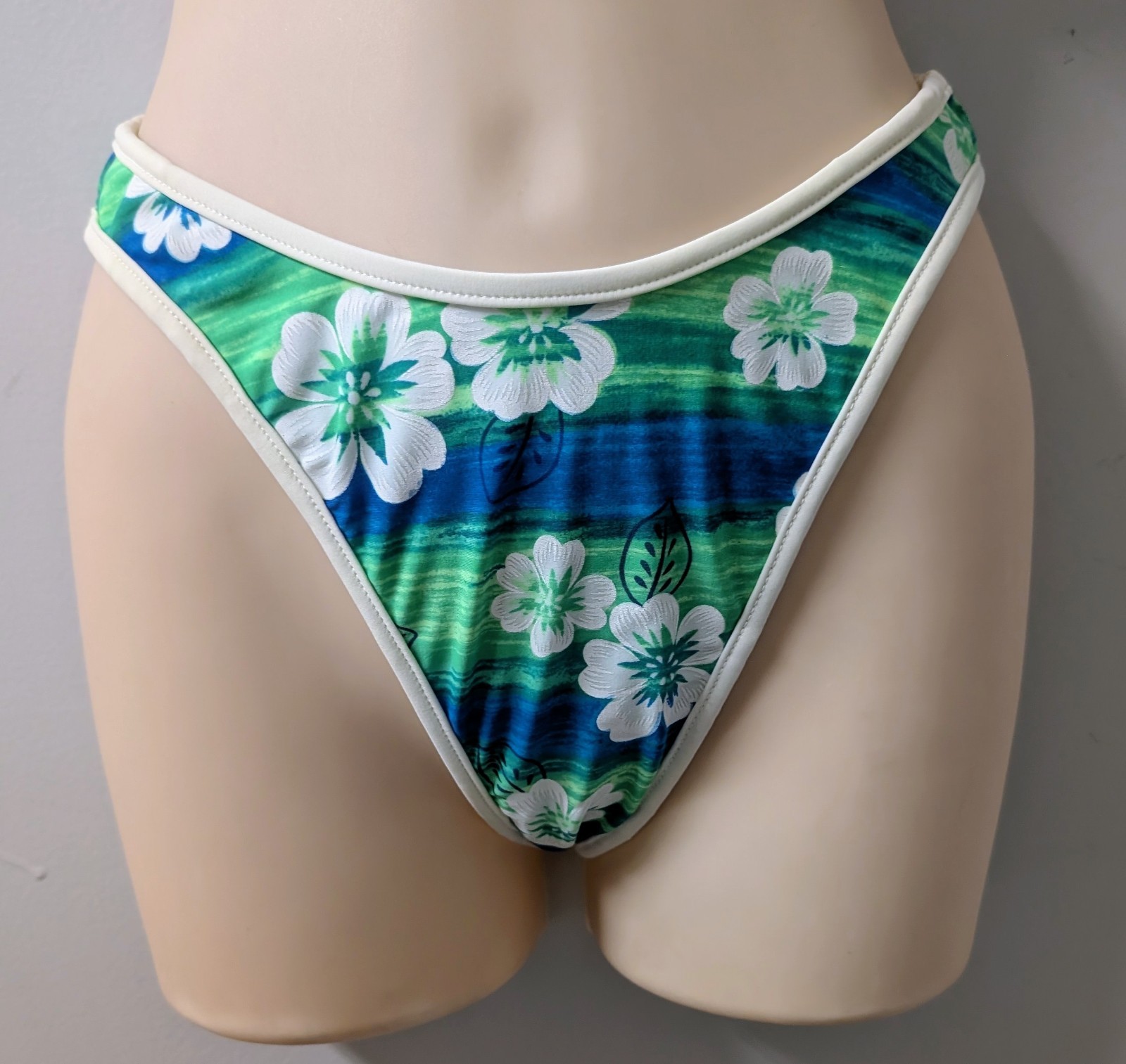 Bare Assets Vintage High Leg Bikini Dead Stock Tropical Print Push-up 90&rsquo;s Y2K S