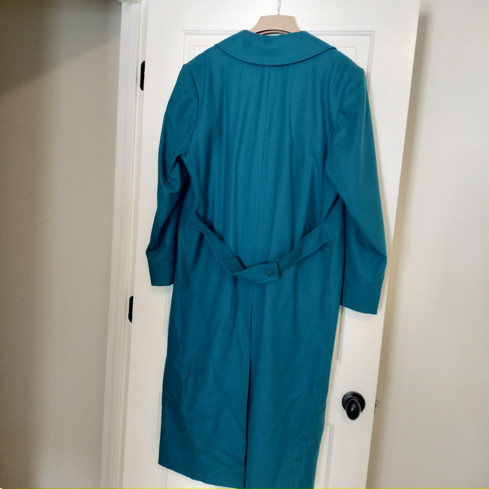 Vintage 1970s Pendleton Virgin Wool Lined Teal Trench Coat Women&rsquo;s 16
