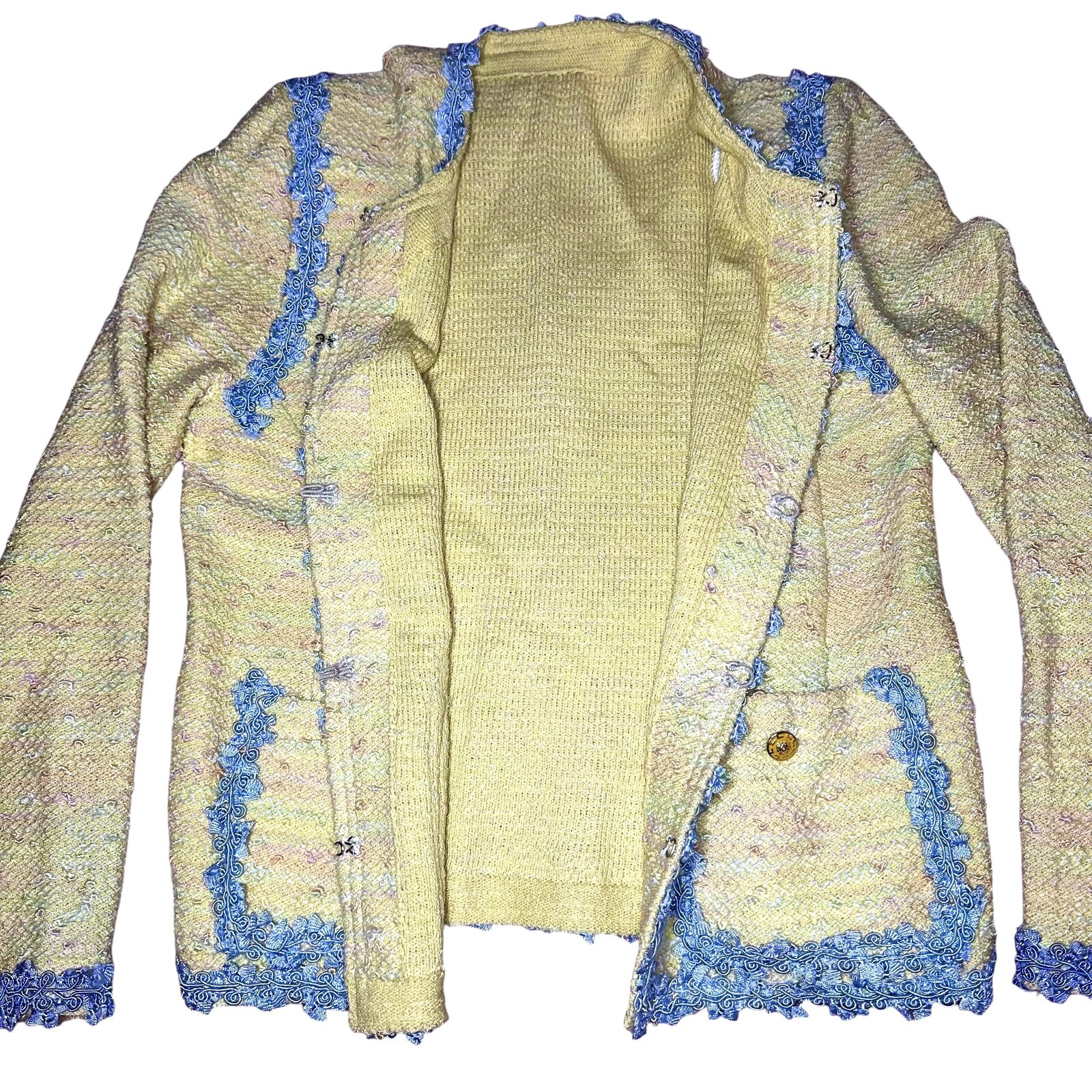 Vintage 1960’s Handmade Blazer Jacket Cardigan Pastel Tweed Jackie O Kennedy S/M