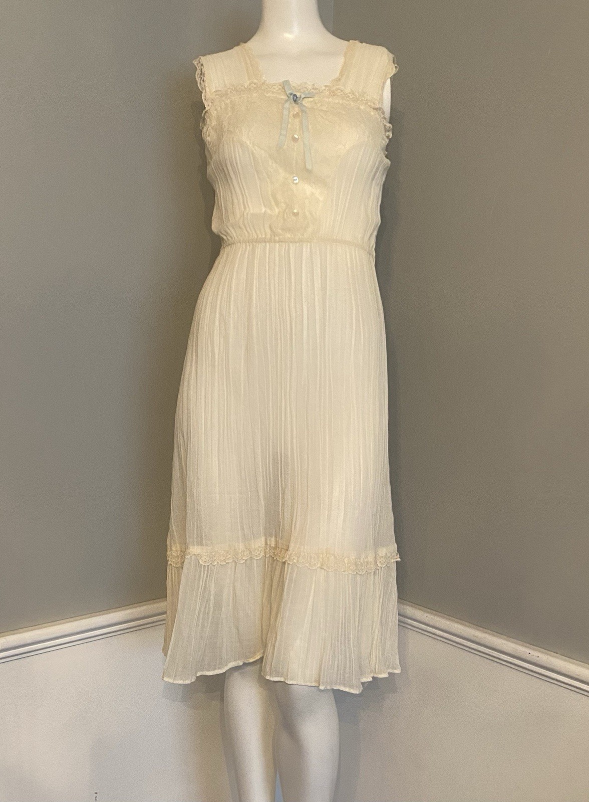 Vintage 1970s Semi Sheer Chiffon Prairie Boho Hippie Sundress California NWOT