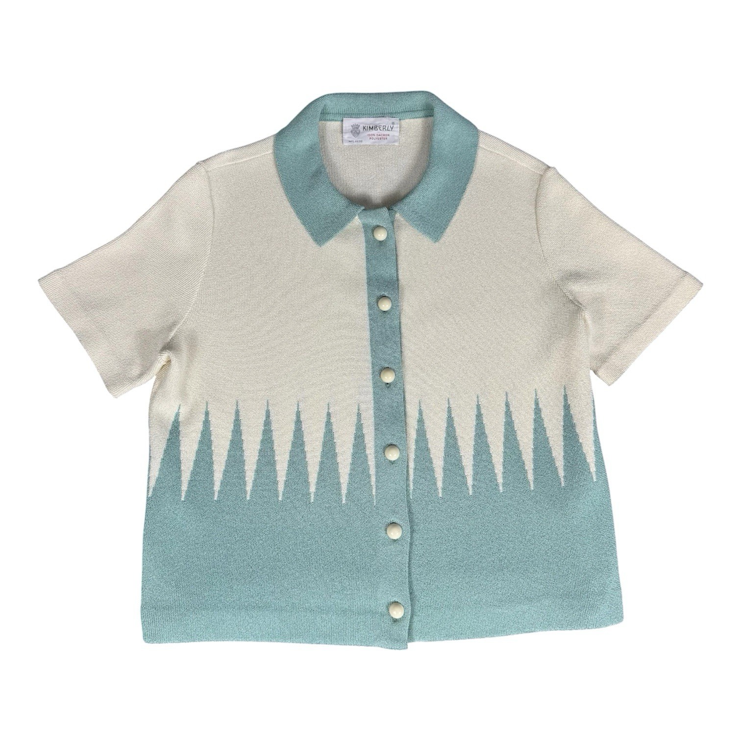 Vintage 70s Kimberly Knit Polo Women’s Size 20 Rockabilly Mod Disco Sweater Golf