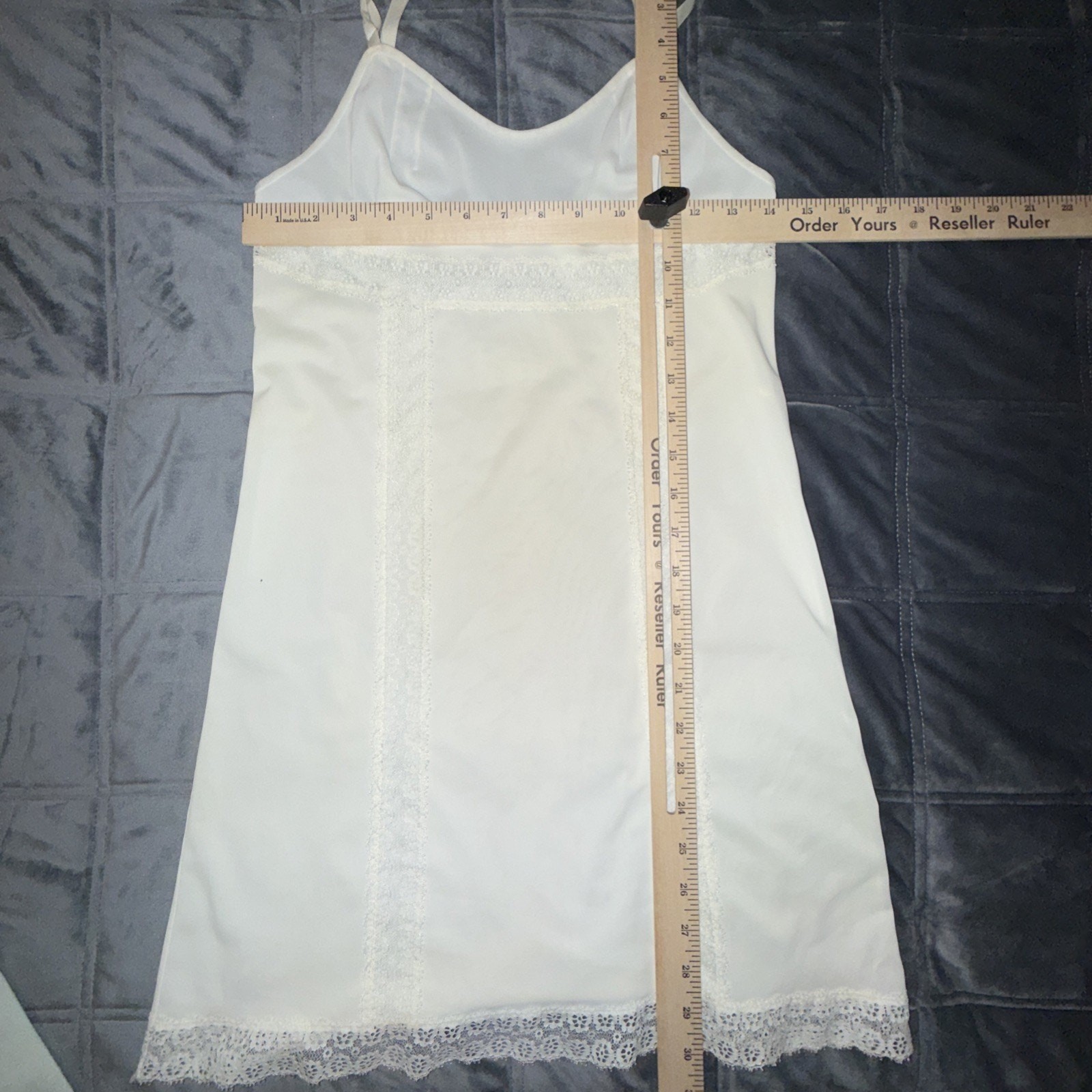 Vintage 1950s Warner’s Nylon Slip Set Ivory & Blue Lace Trims Trousseau Lot of 2