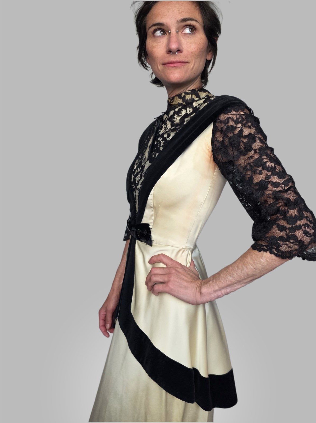 Authentic Edwardian Silk & Velvet Evening Gown | Titanic Era Dress c.1910 |…