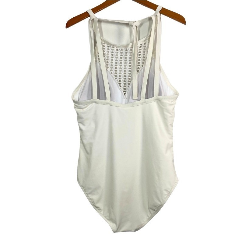 Marilyn Monroe 3X Ivory One Piece Swimsuit Crochet Mesh Strappy Back Plus Size