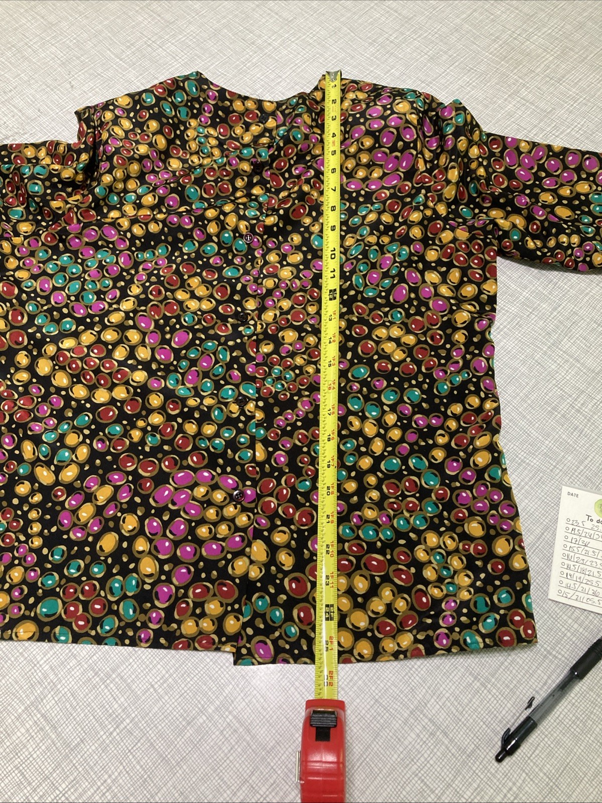 Vtg 80s Andre Sauvage Blouse Asymmetrical Button Geometric Pebble Art To Wear 8