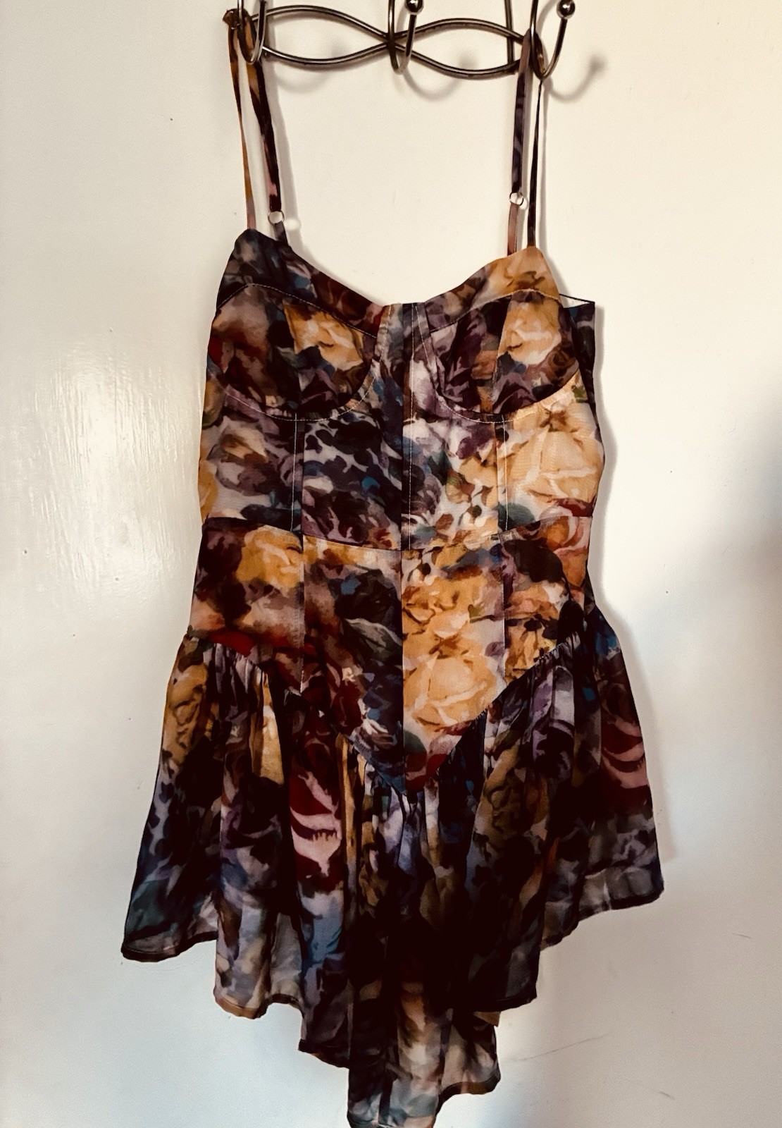 Cider CottageCore Boustier Mini Impressionist Floral Dress Size Small/med