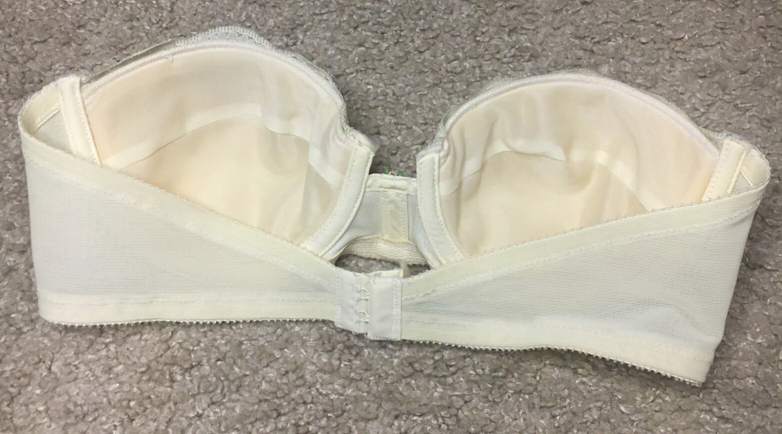 LADY MARLENE Beige Lace Strapless Nylon Style 163 Padded Bra 34A Lingerie