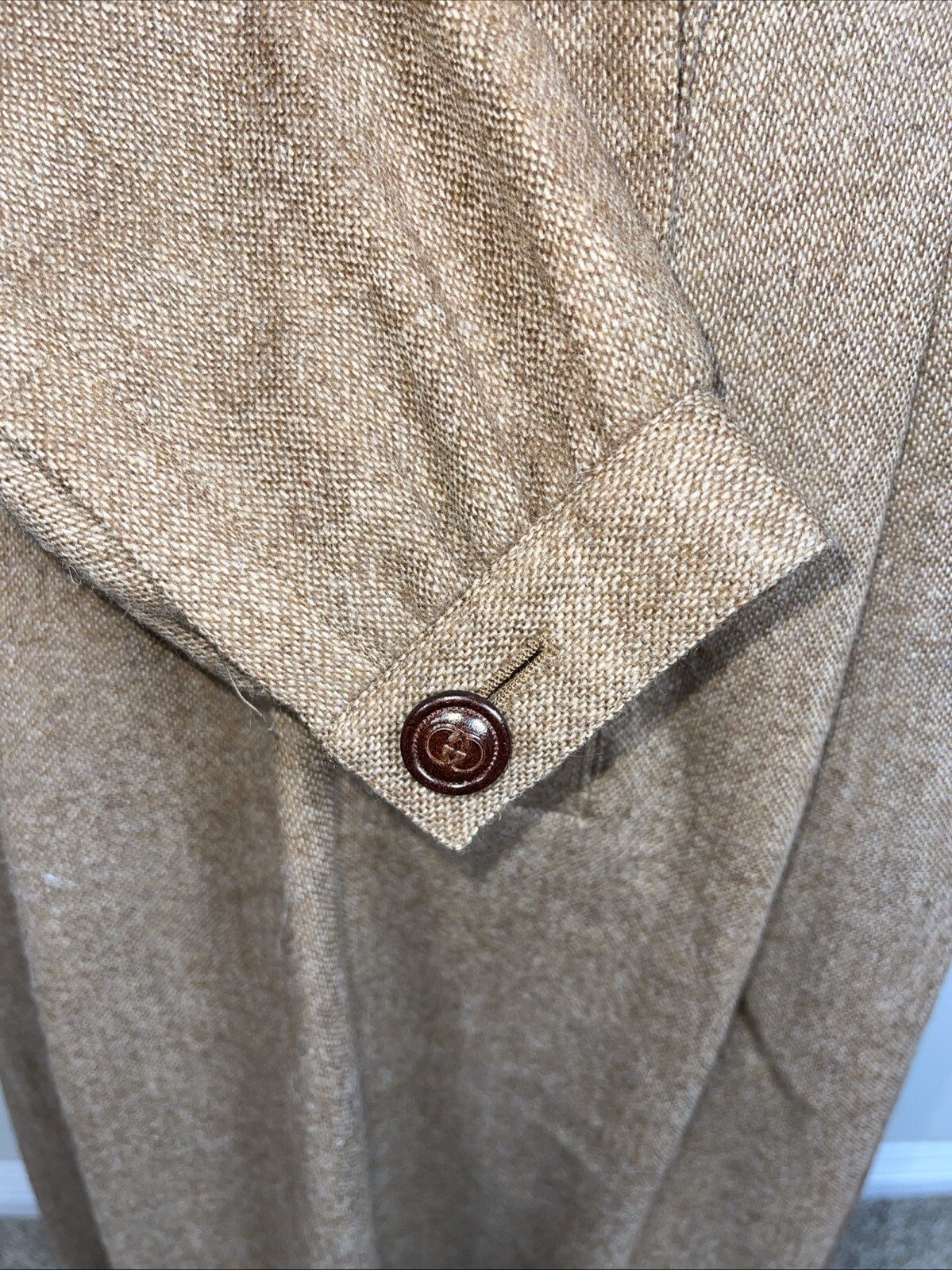 Vintage Authentic Rare Gucci Wool Blend W Suede Leather Dress Small Medium