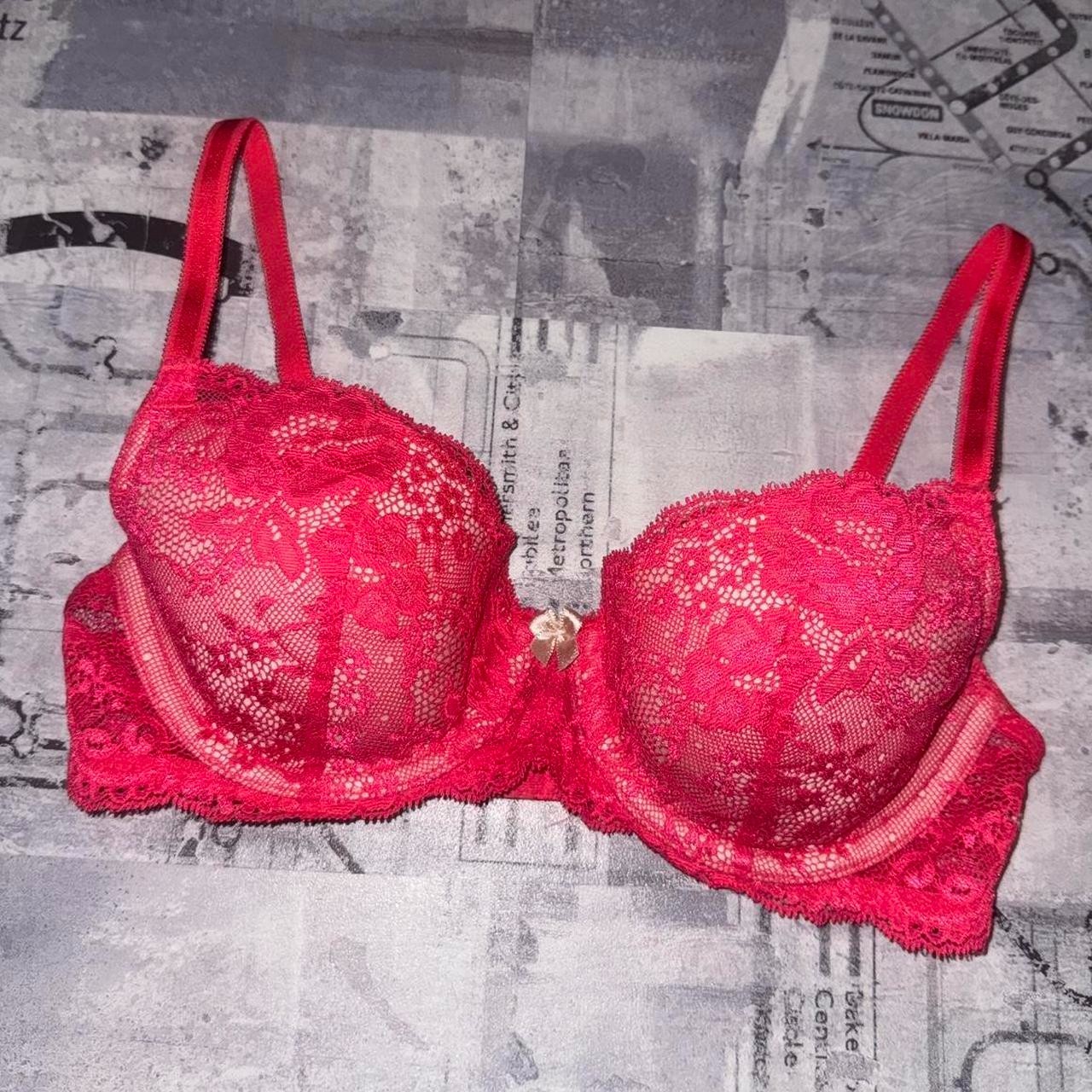 Y2k Victoria&rsquo;s Secret Dream Angels Womens Push Up Bra 32C Padded Red Lace 2010
