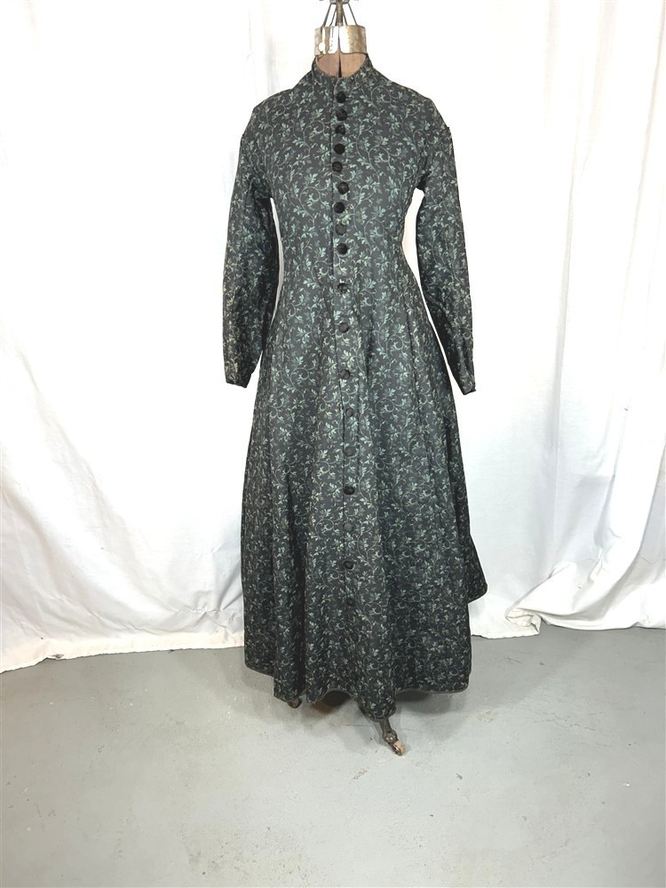 antique dress Civil War era bust 34 waist 30 cotton print wrapper original 1850
