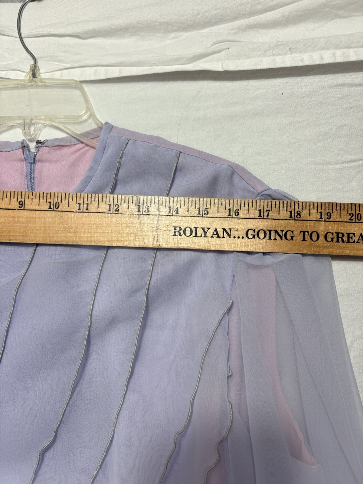 VTG 1950s Lavender Chiffon Maxi Dress USA Regency Boho Fairy Prairie Sz 38 (8-10