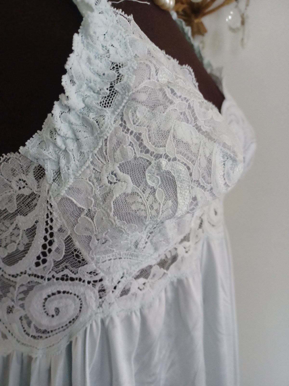 Vintage Olga Nightgown Dress Powder Blue Gorgeous 92040 Sz S-M 120  » Hem Sweep