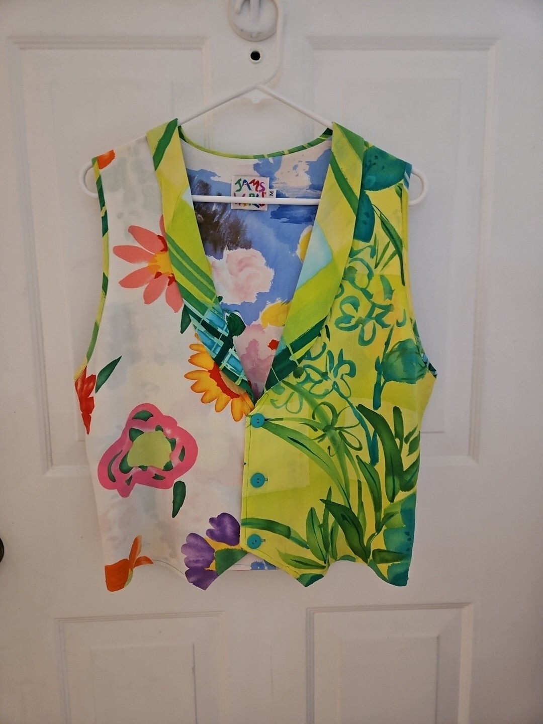 Vtg 90’s Jams World Floral Vest Multi-Color Vintage Sz M
