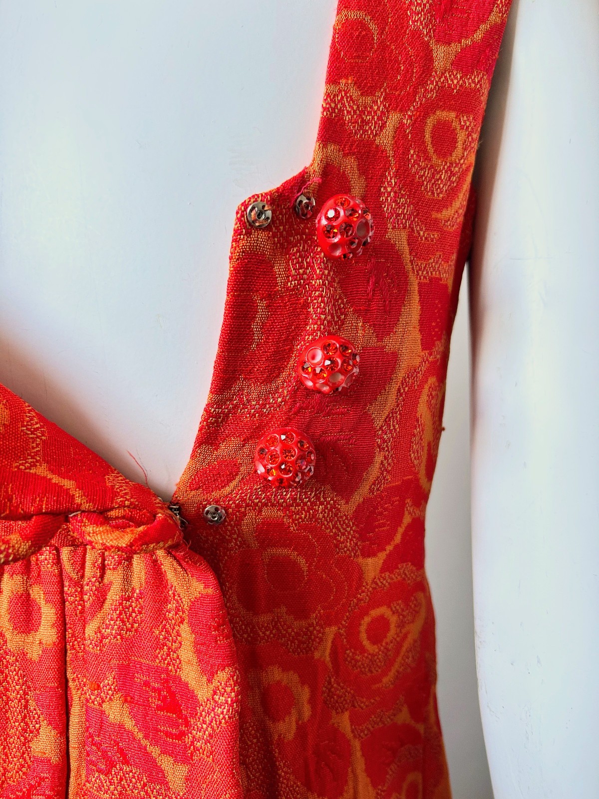 Vintage 1960s Mod Orange Micro Mini Dress Palm Royale 60s 70s sz XXS Teen Sz 14