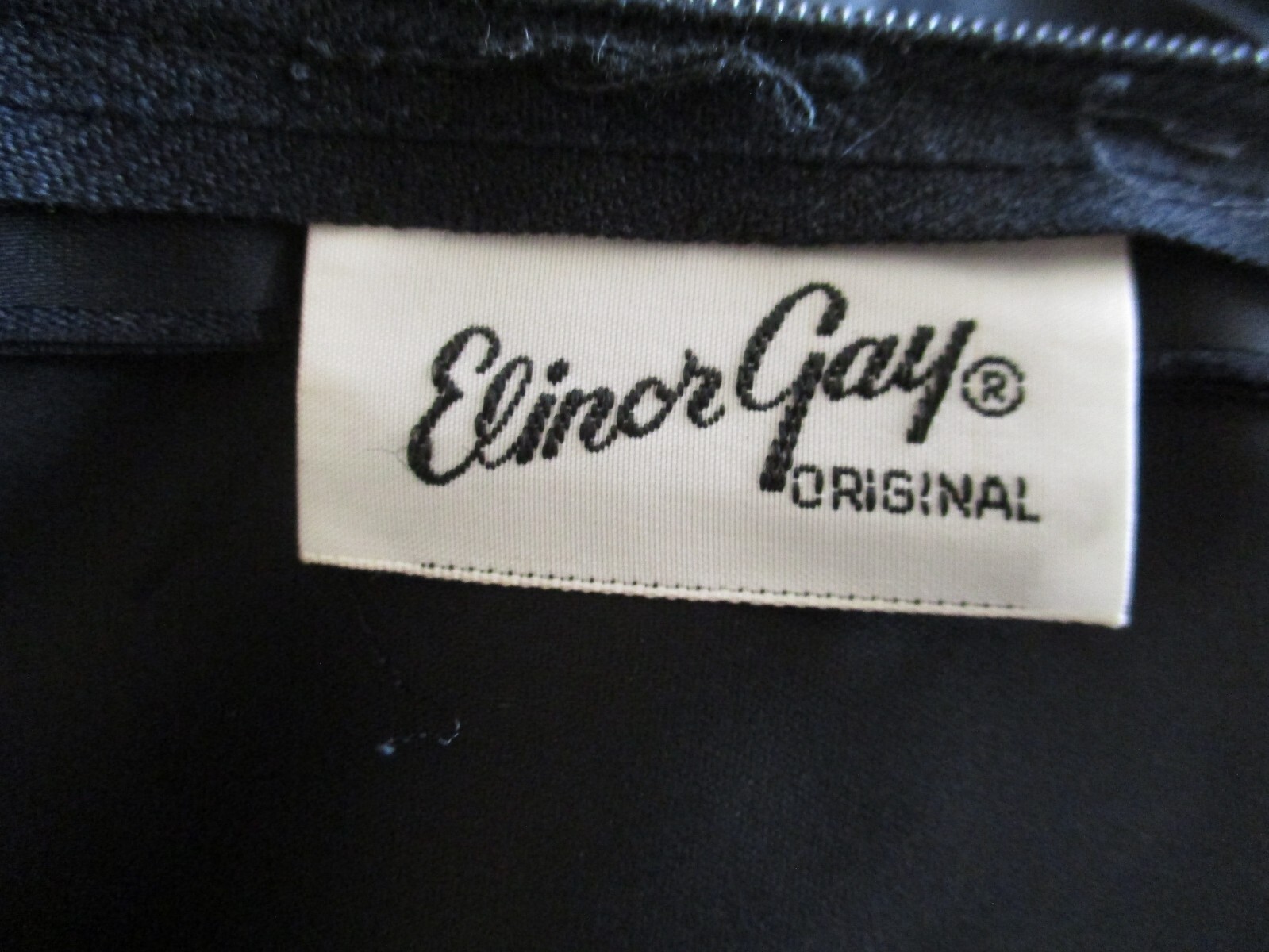 Vintage Elinor Gay Dress Black Satin Top Chiffon Skirt Sleeveless Empire Waist