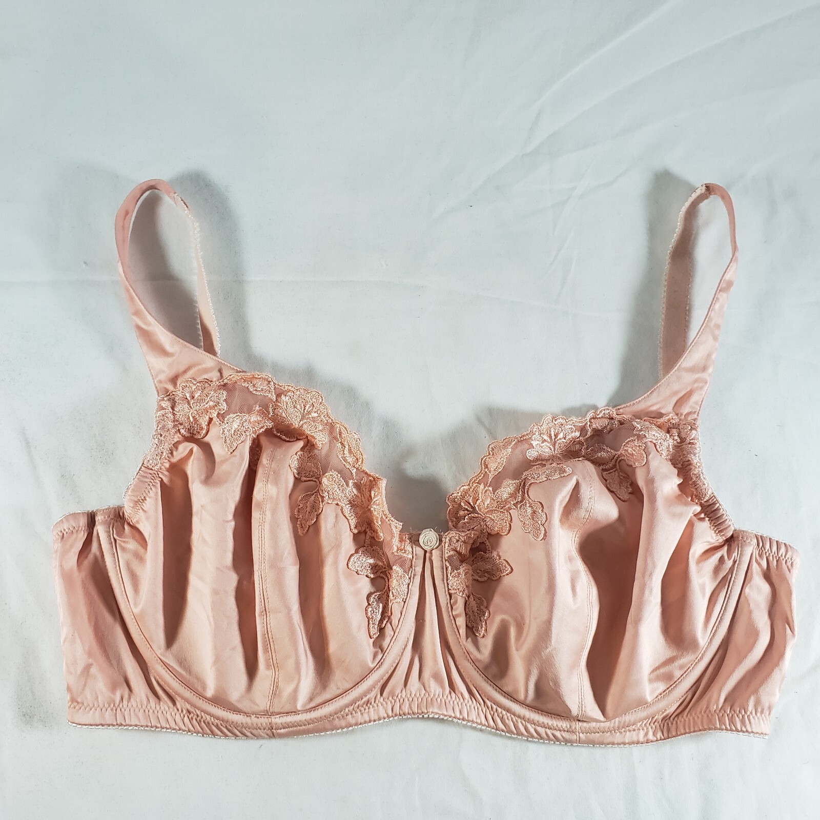 Victoria&rsquo;s Secret Unlined Full Coverage Bra 40DD Peach Pink Embroidered Floral