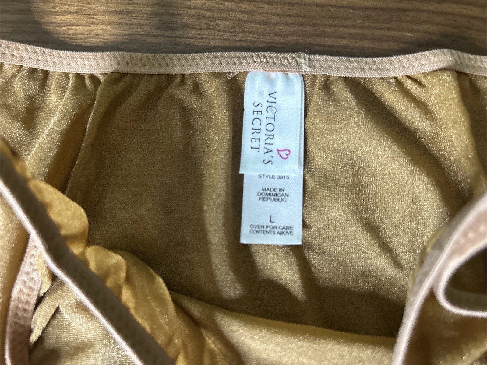 Vtg Victoria Secret Double String Bikini Panties L Bronze Second Skin Metallic