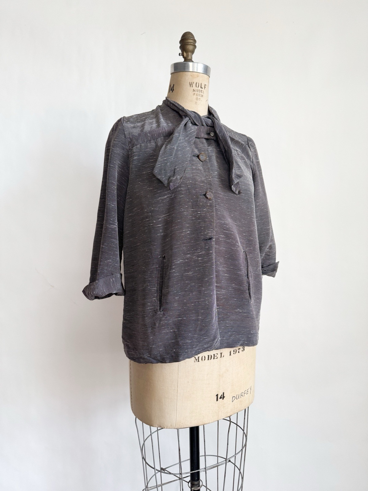 Vintage 1950s Welcome Stranger Maternity Jacket Top Navy Faille M