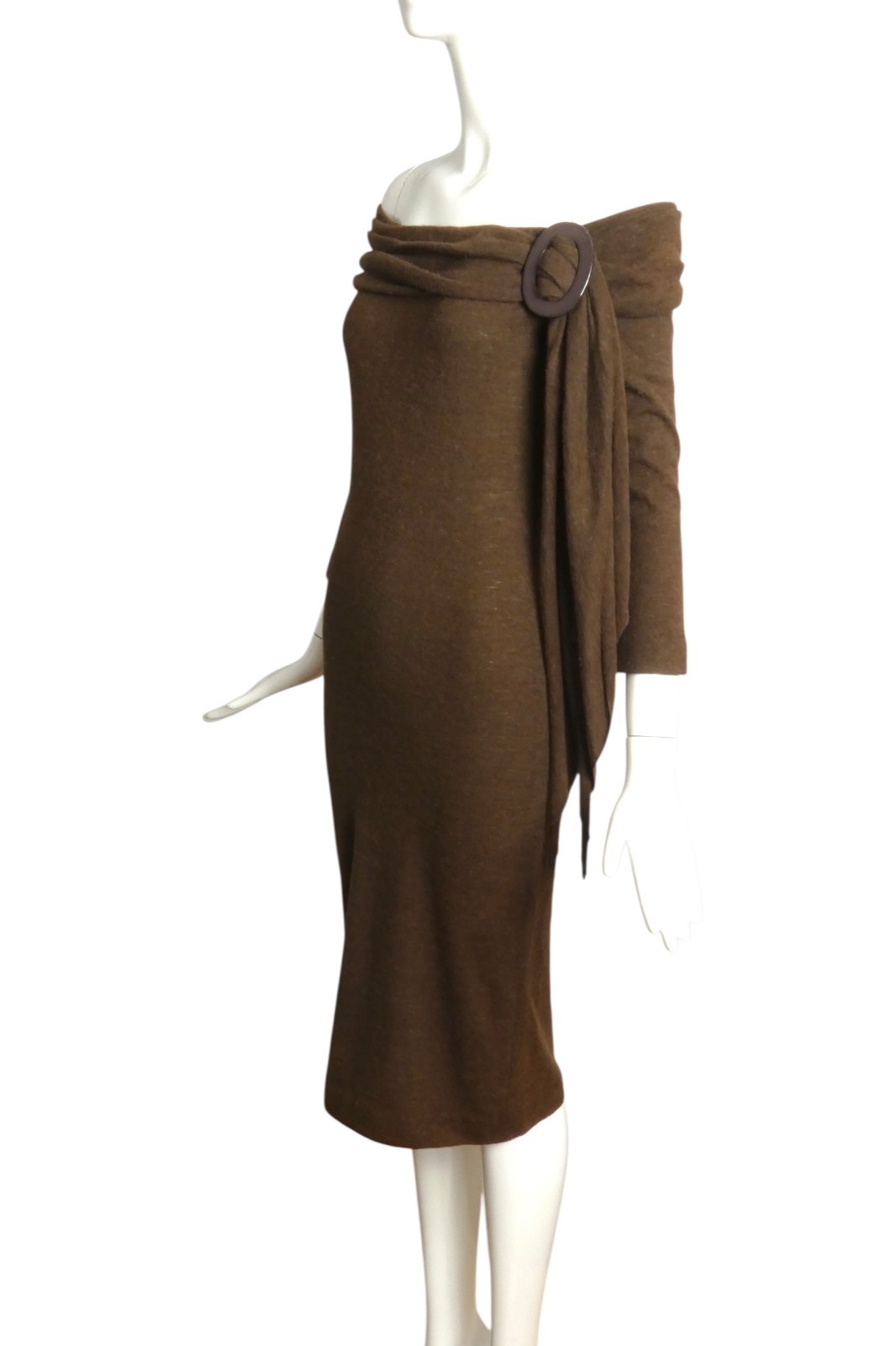PIERRE CARDIN HAUTE COUTURE – 1989 Brown Wool Knit Dress, Size-4