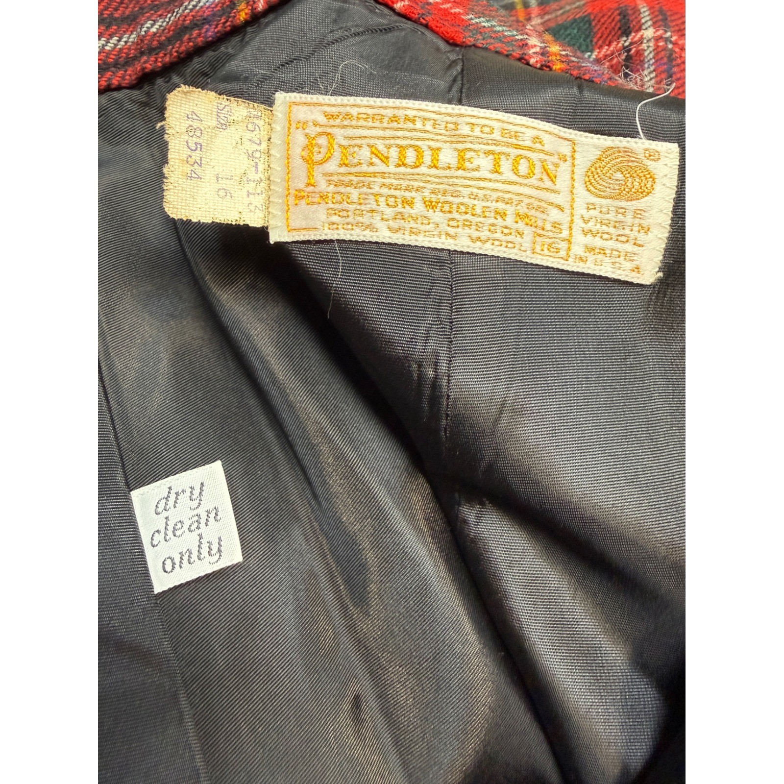 Pendleton VTG 70s Wool Knee Length Skirt size 8 Red Tartan Plaid A-Line USA