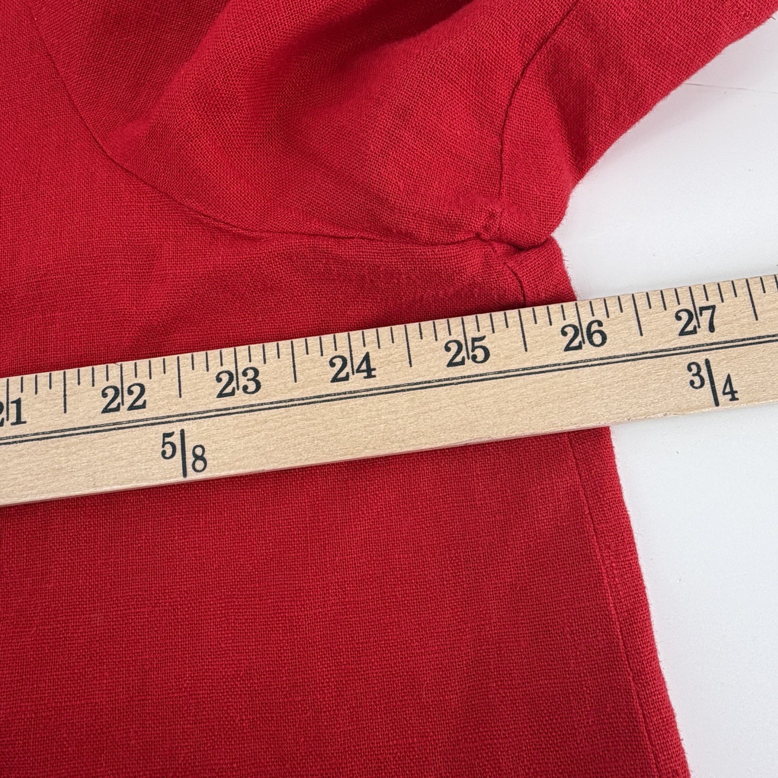 Vintage Studio C Plus 2pc Linen Blend Maxi Dress Blouse Set Red 22W 3X Pleated