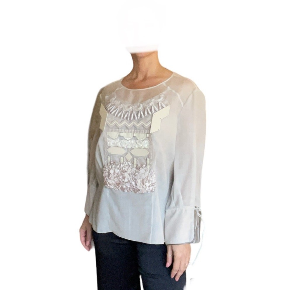 Vintage 90s CHRISTIAN LACROIX Hulotte Embellished Blouse Small S LUXURY Top Y2K