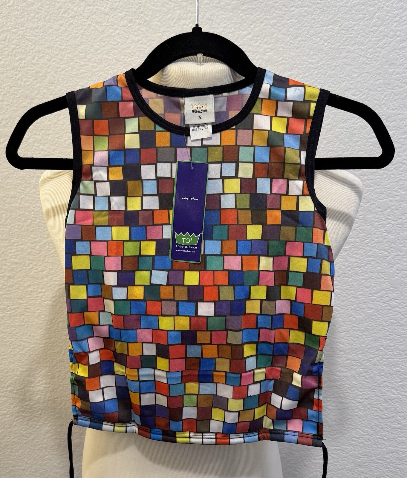 Vintage 90’s Todd Oldham Top. Size:S Spring Break/Rubik’s Cube/Tile. New W/Tag