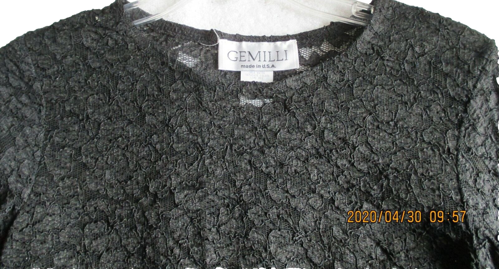 Vintage Women&rsquo;s Gemilli MED Black Lace Top/Blouse Rayon/Nylon USA