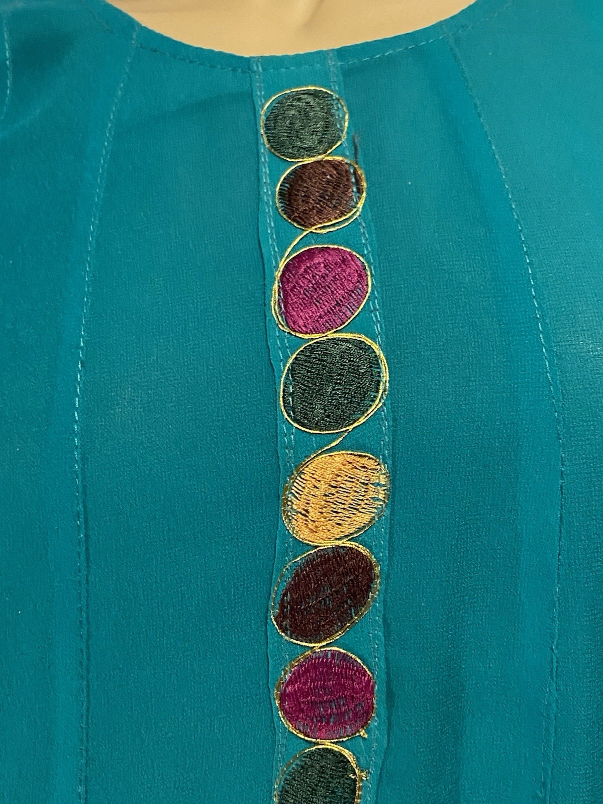 Vtg India Chiffon Embroidered Designer Cocktail Party Dress 6-8 (34) XSP