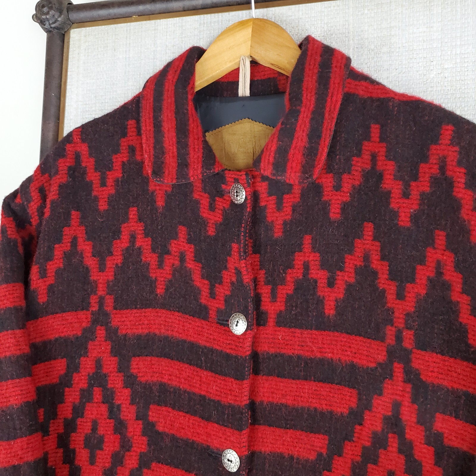 VTG WOOLRICH USA Size Large Womens Wool Aztec Southwest Chore Barn Jacket Coat