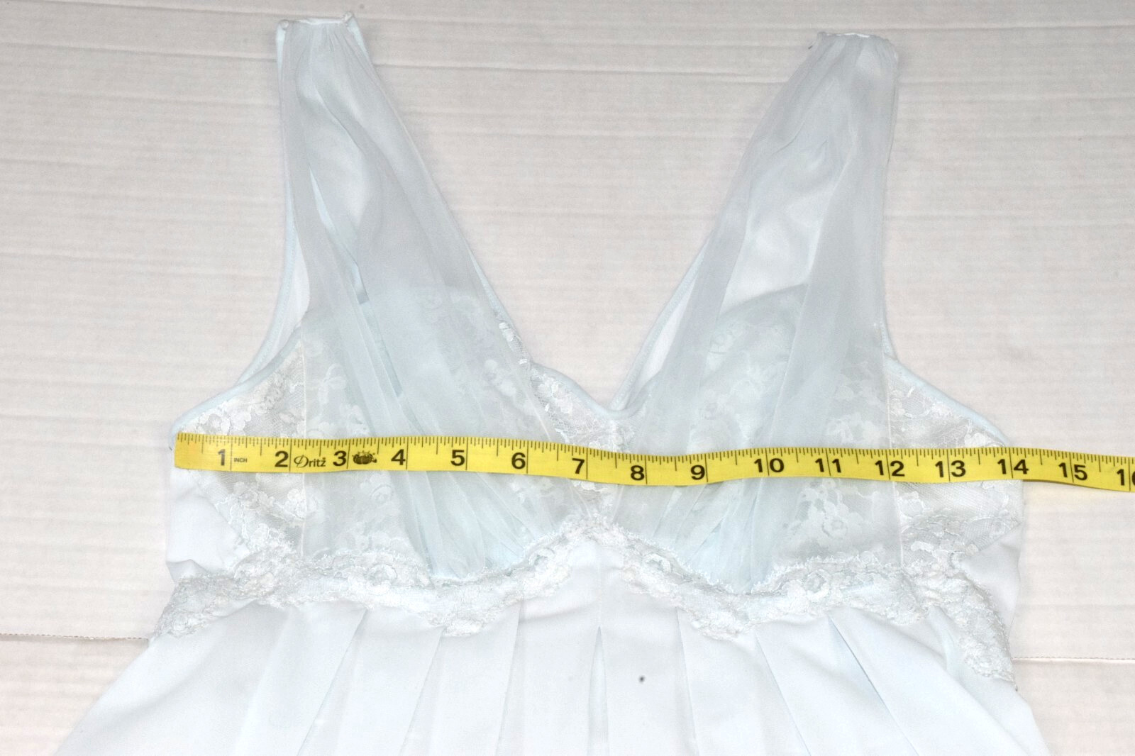 Vintage Nightgown Vanity Fair Size 34 50s Powder Blue Nylon Sheen Lace Bodice