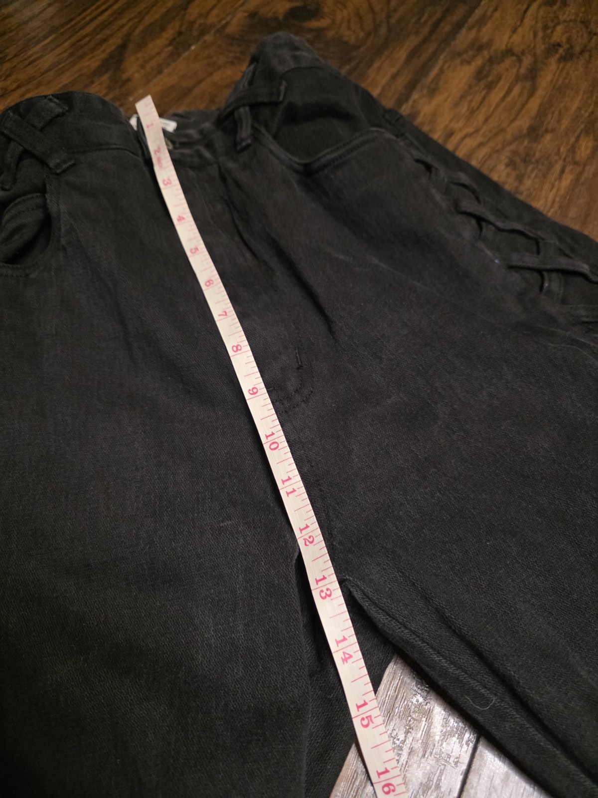 Vintage Denim Republic Black Denim Jeans Women&rsquo;s Size 13/14, Flat Lay 14 inches