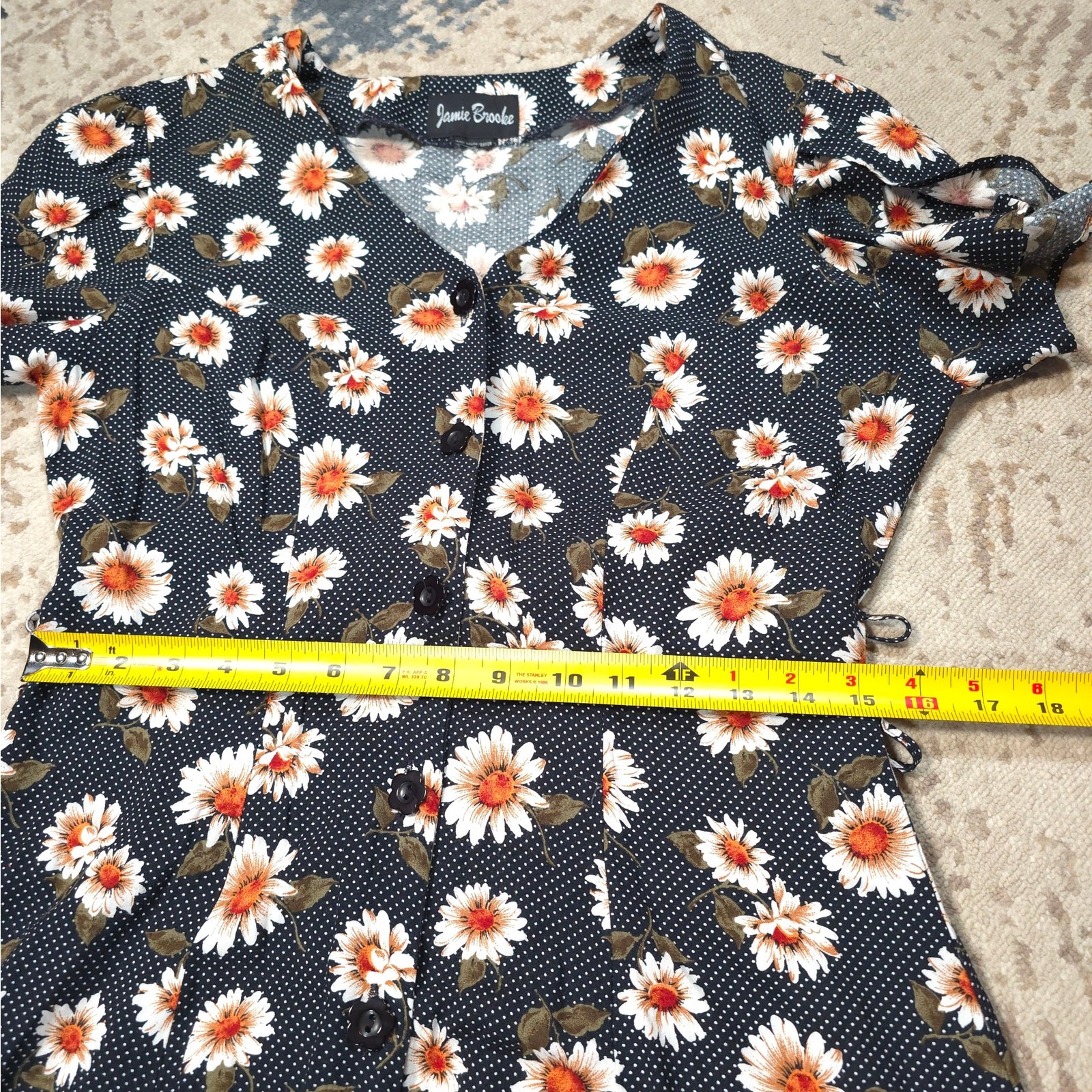 Vintage Jamie Brooke Daisy Floral Button Up Shirt Dress Double Belted Hippie