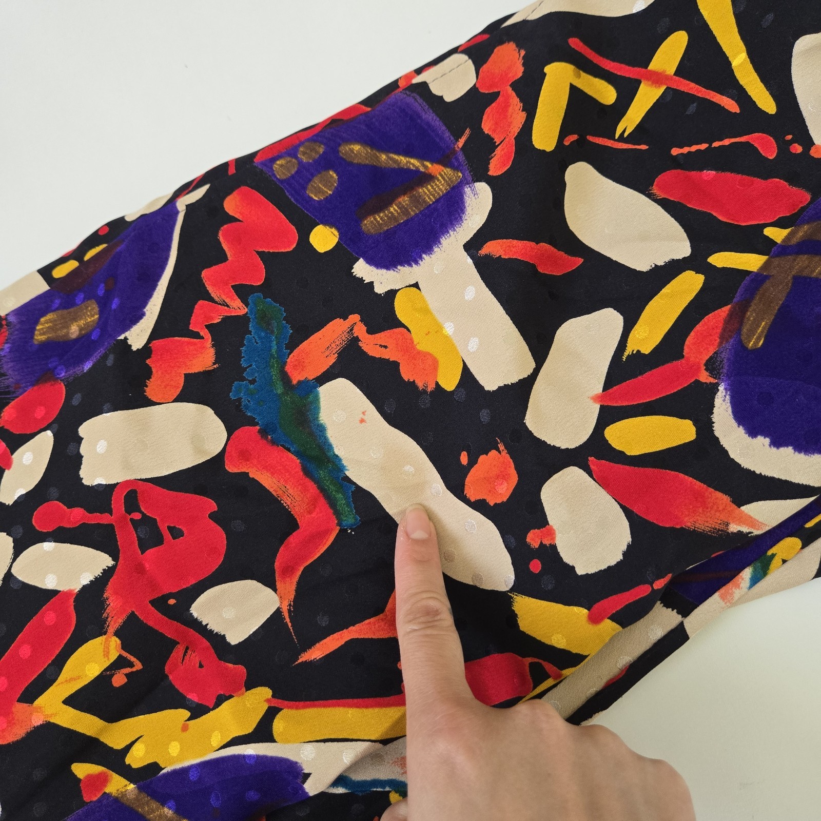 Vtg 1980s Emanuel Ungaro Parallèle Abstract Print Silk Wrap Skirt Sz6 Colorful
