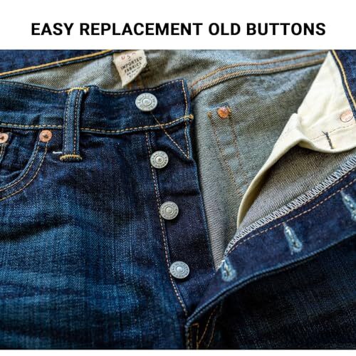 Jeans Button Replacement Screw, Jean Buttons for Loose 17mm 5 Brass + 5 Silver