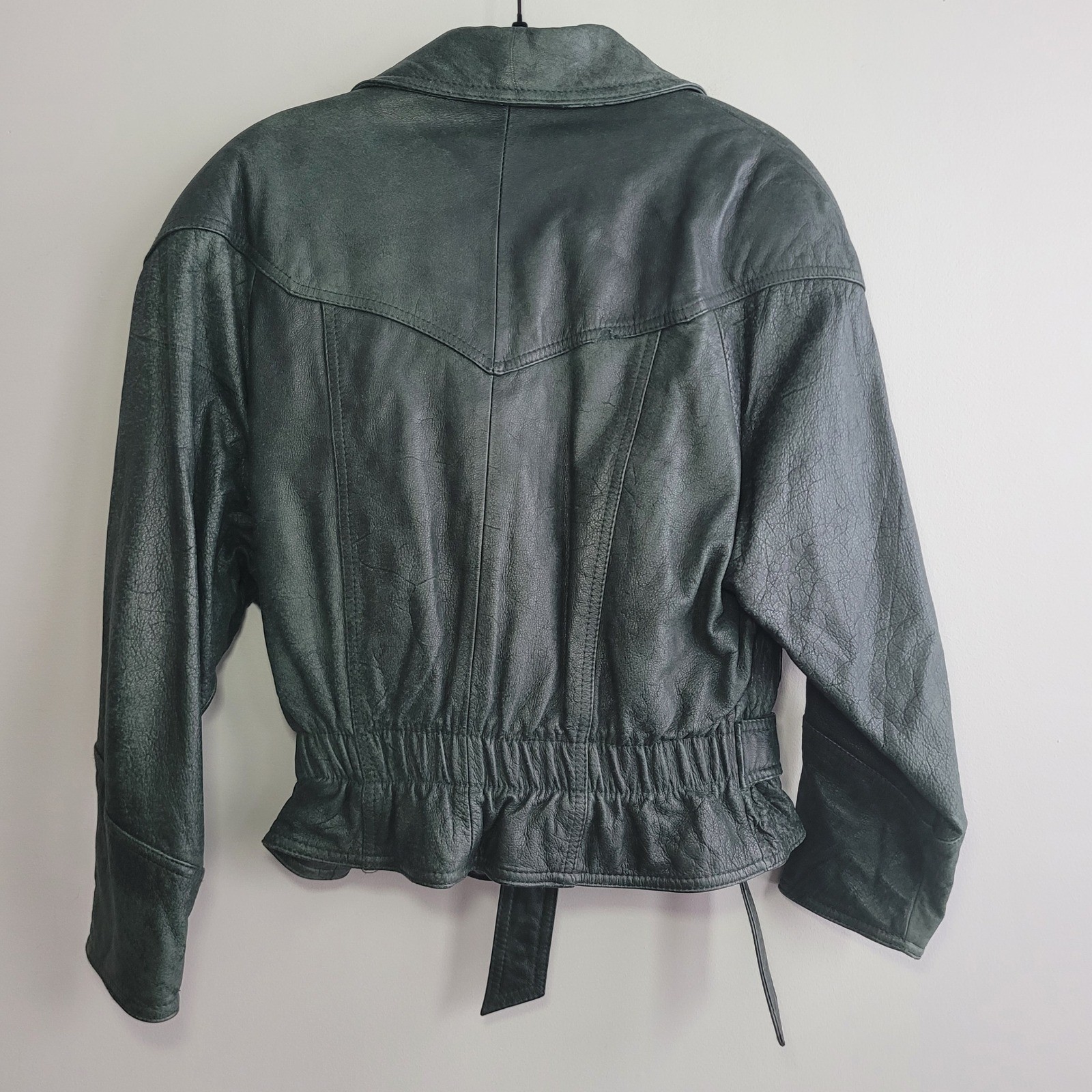 Vintage Adventure Bound Wilson&rsquo;s dark green leather bomber jacket thinsulate