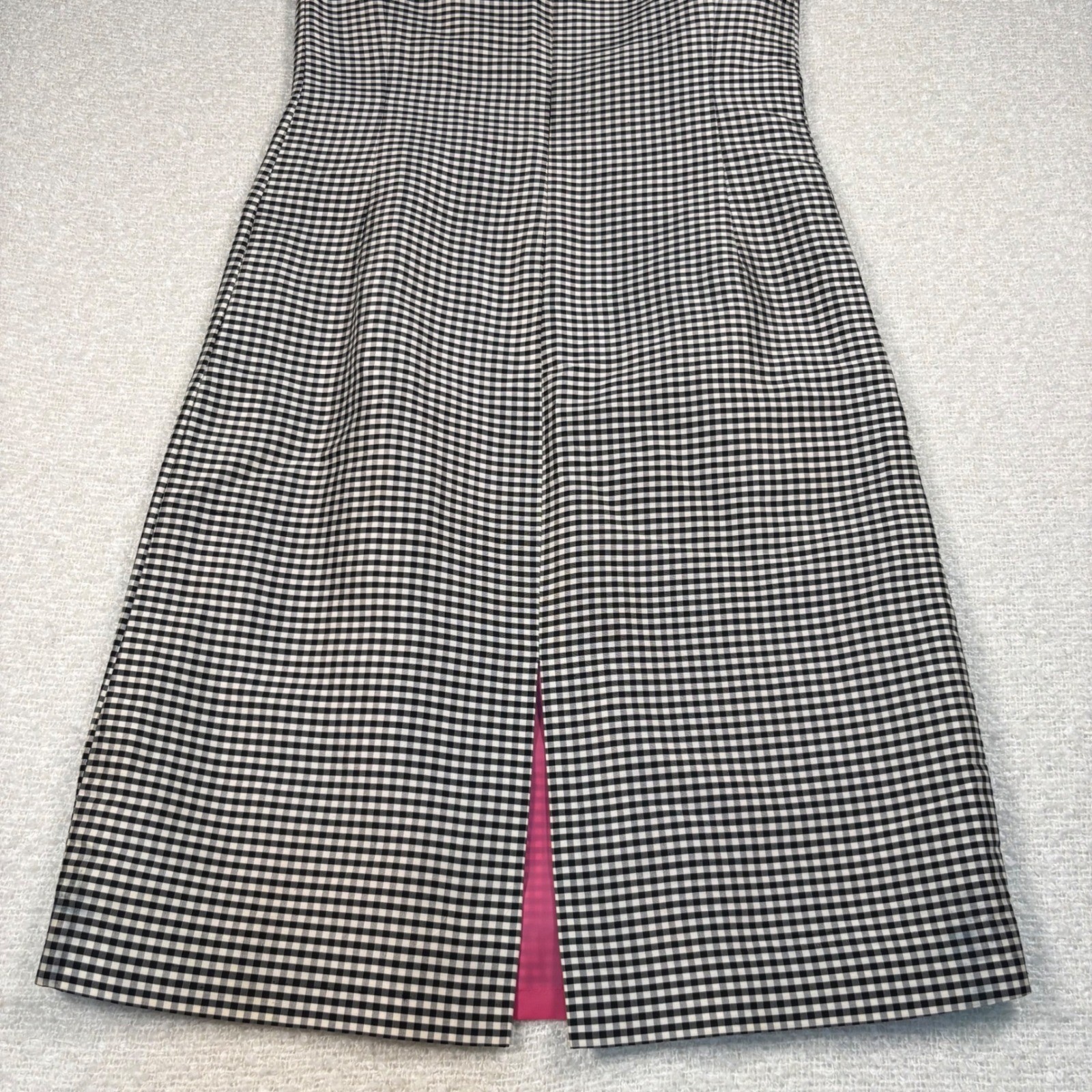 vintage 90s silk dress black white gingham cocktail elegant coquette chic modest