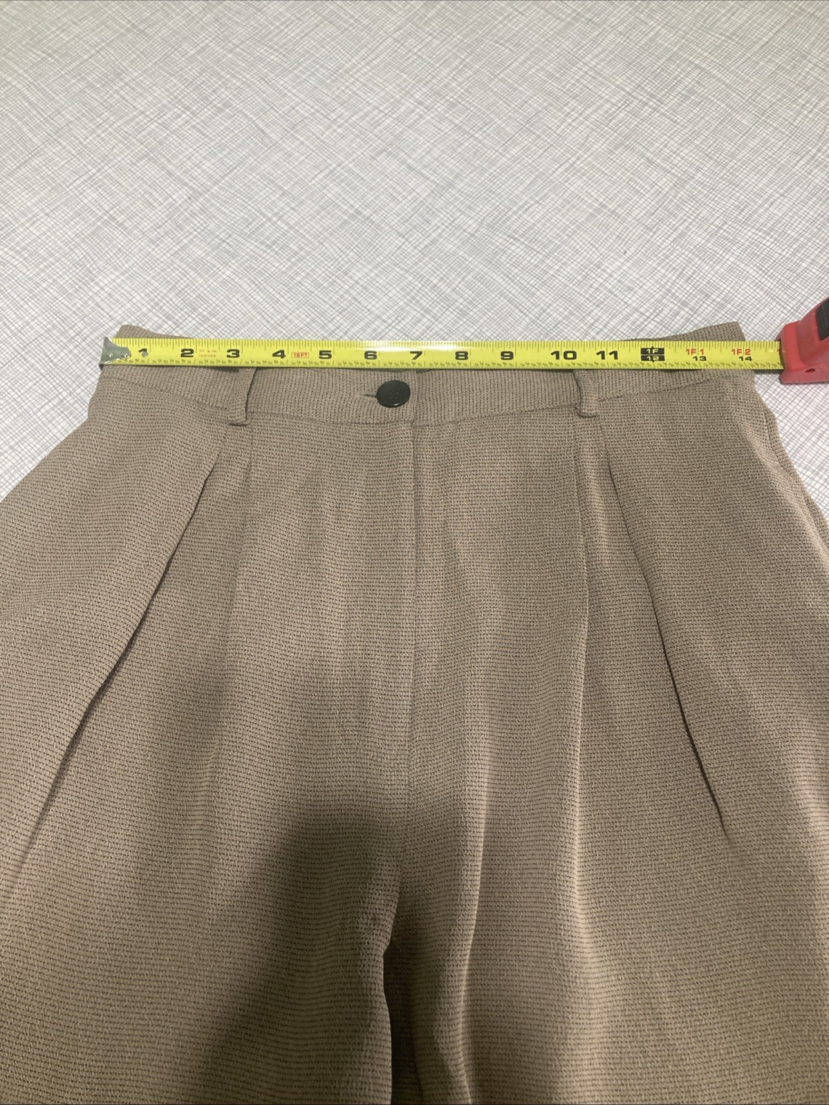 Vtg 90s Rena Rowan Saville Pleated Dress Pants Sz 10 Tan Rayon Acetate GUC