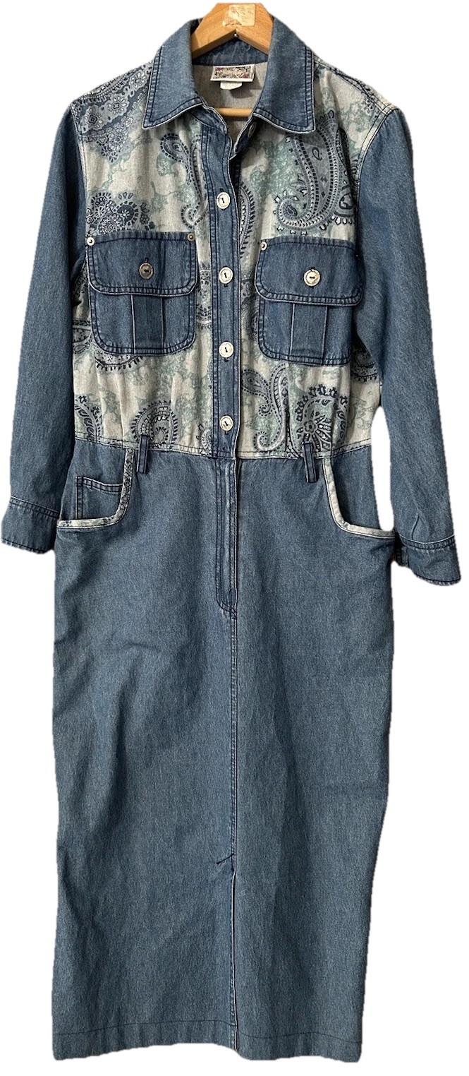 Vintage 80s Monique’s Fashion Denim Dress 8 Retro Western