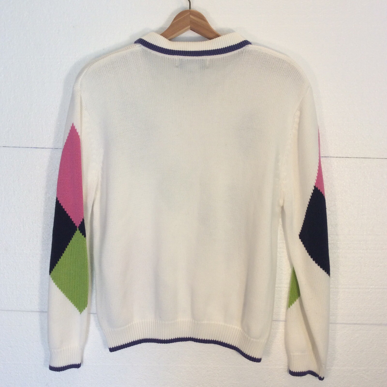 Vintage 80s Petite Sophisticate Medium Collared Sweater Argyle Preppy