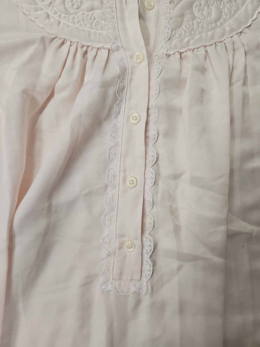 Vintage Cachet Size Large (16-18) Long Pink Embroidered Nightgown