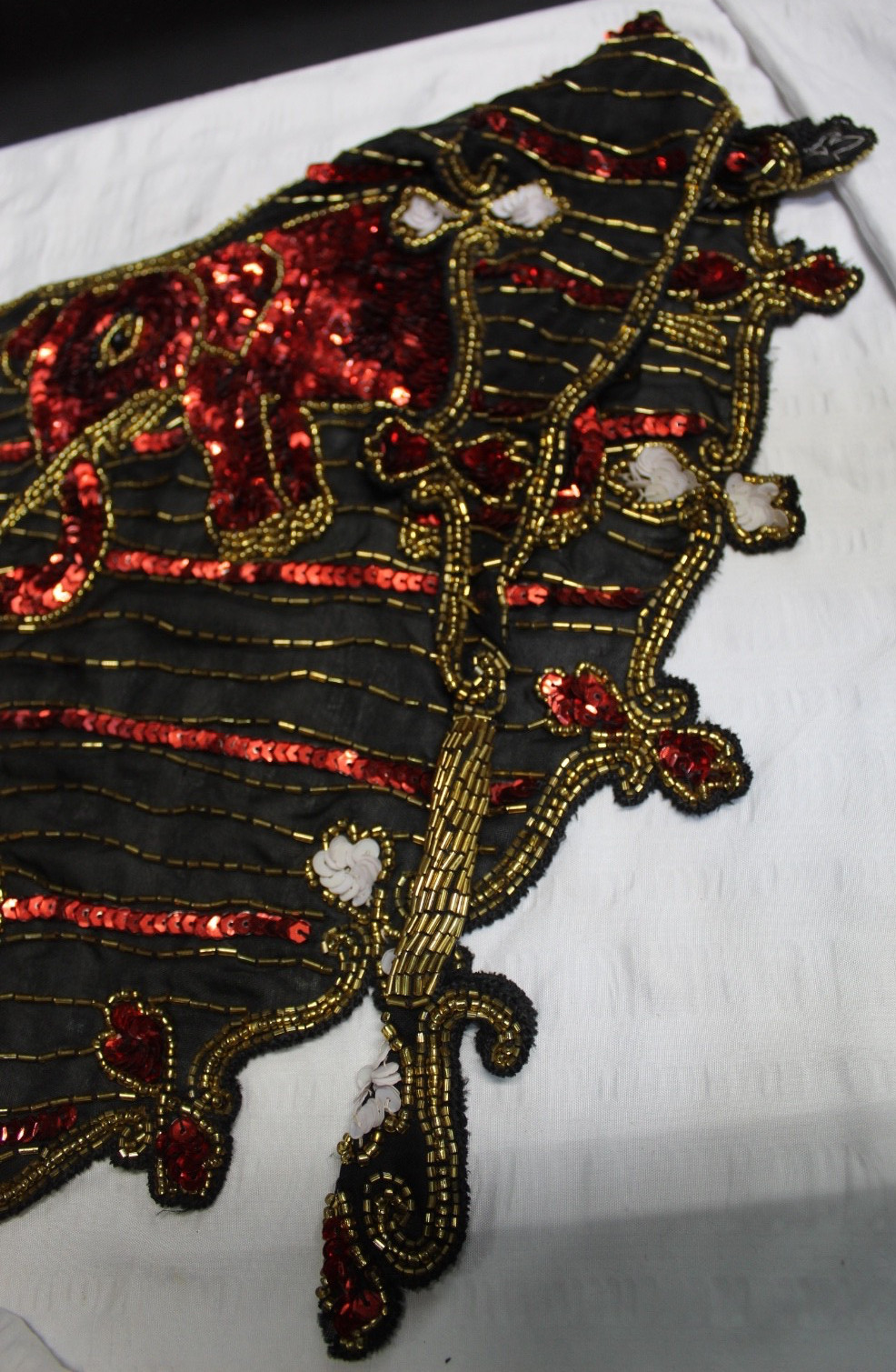 Vtg Handmade Huipil Shoulder Cape Beads & Sequins Textile Art Elaborate Asian