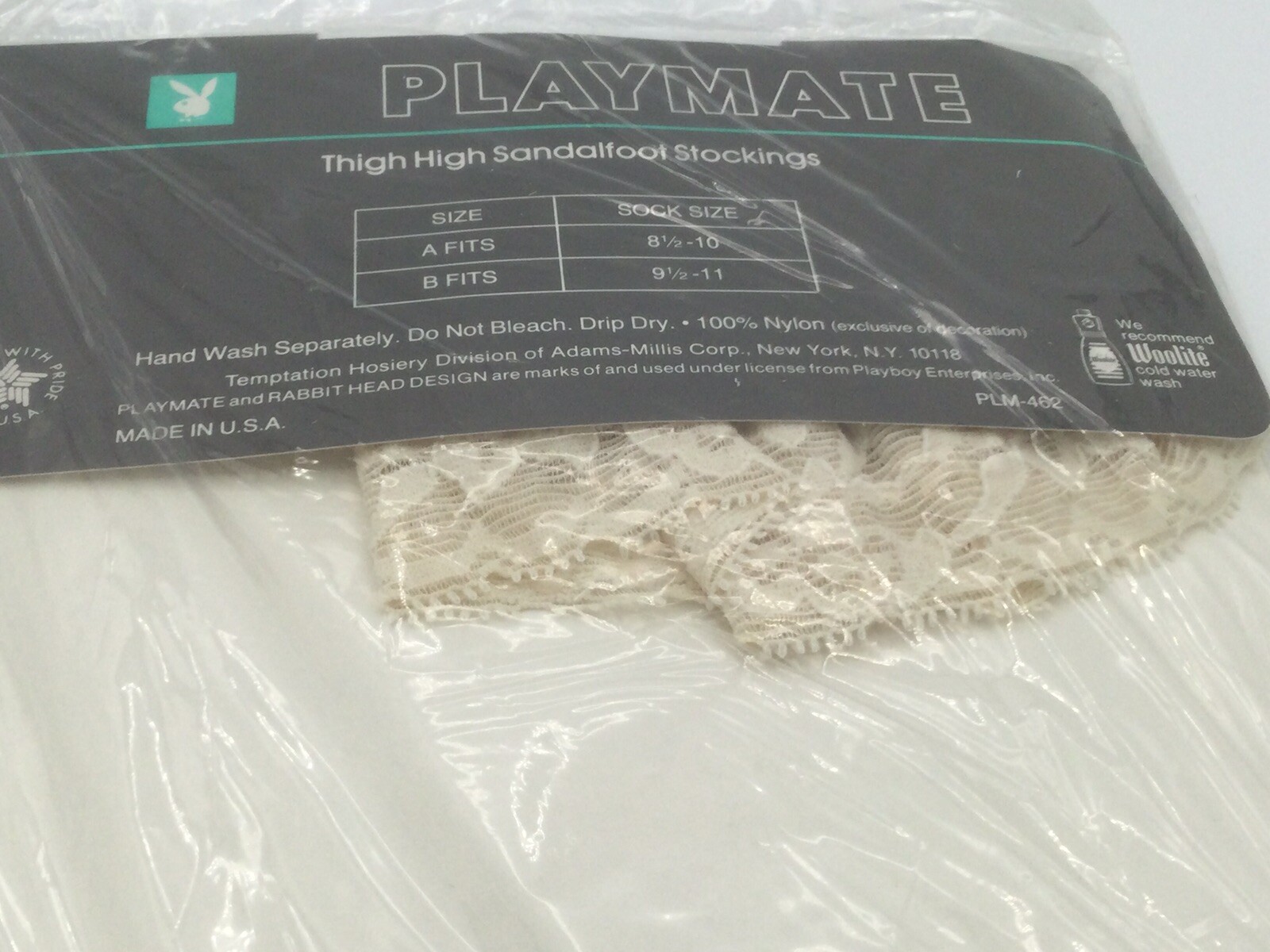 NEW Vintage Playboy Playmate Thigh High Stockings Size A 8.5-10 Bone NICE
