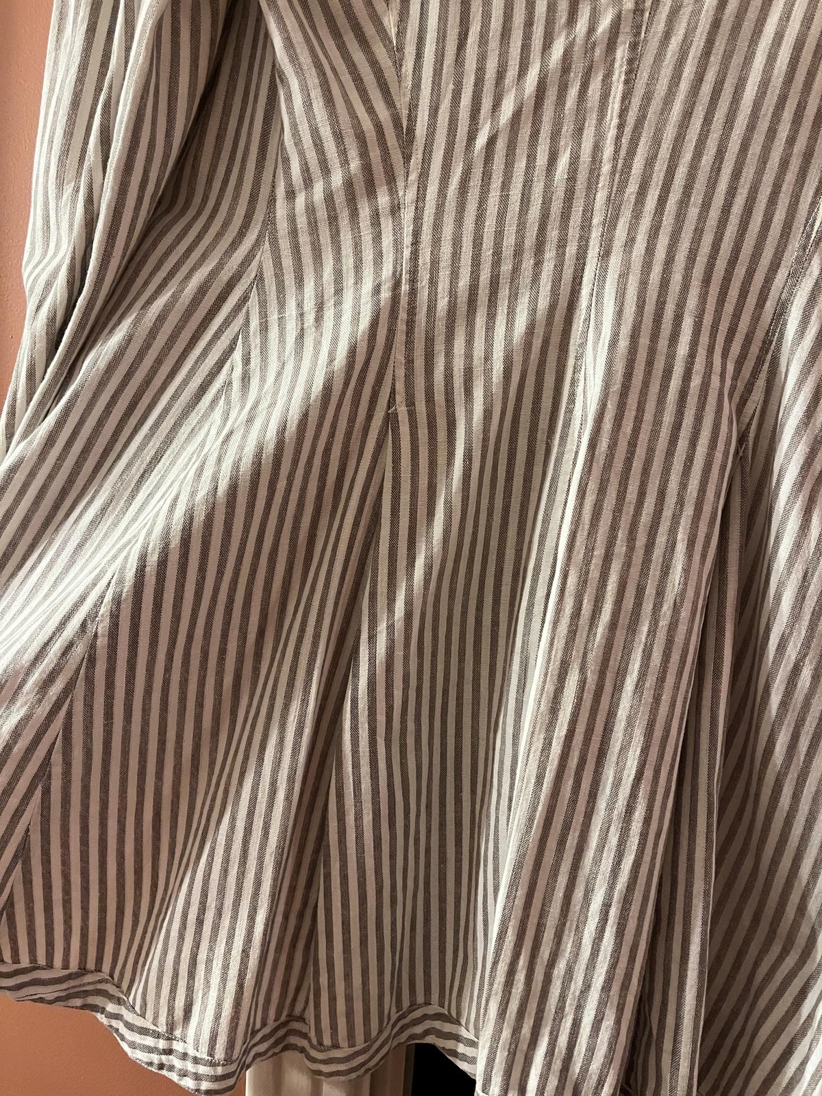 VICTORIAN PINSTRIPED LINEN Antique Walking Suit Jacket with Mutton Sleeves