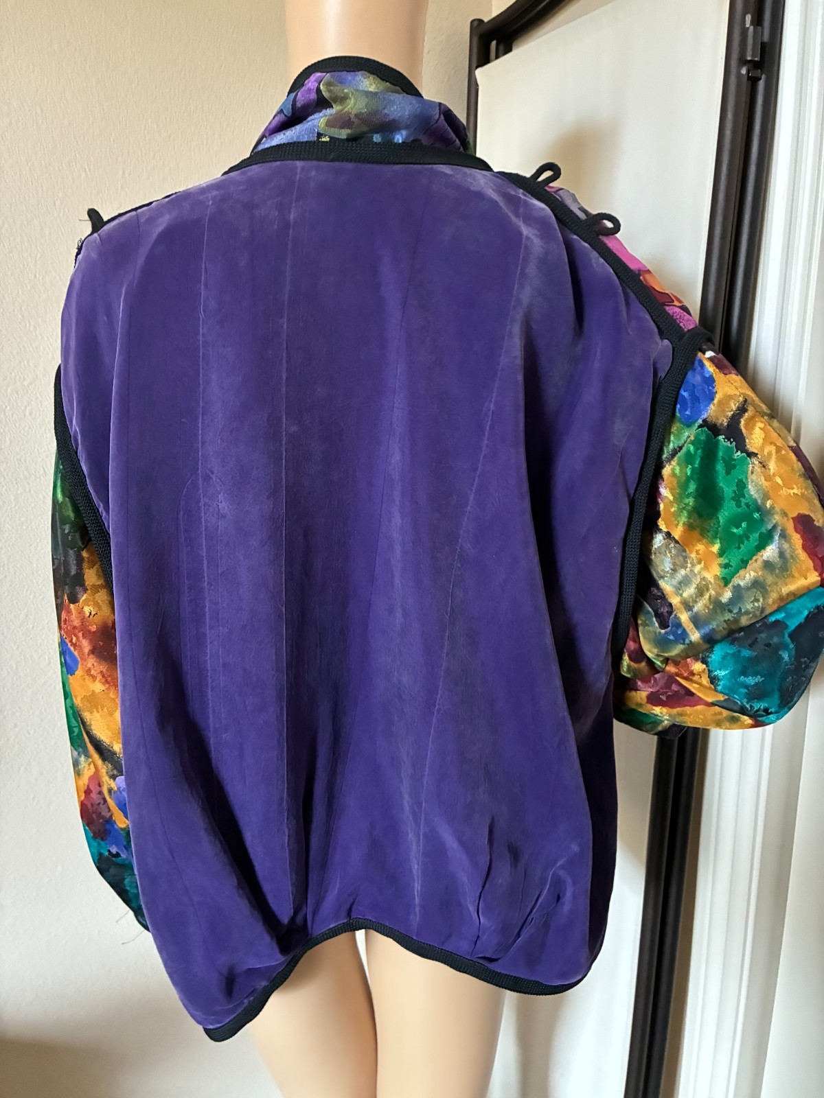 vtg 80&rsquo;s Miko Francisco colorful convertible jacket art to wear O/S