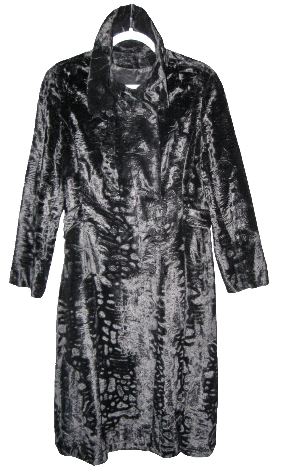 Vintage 1960&rsquo;s Black Crushed Velvet Coat Montaldo&rsquo;s & Borella Sportowne England