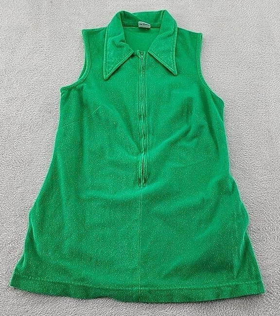 Vintage Sea Lure California Swim Cover Up Women&rsquo;s Sleeveless Terry Collar Green