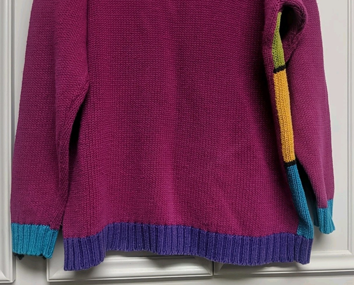 Vintage Reference Point Puzzle Pieces Color Block Sweater Sz M Medium